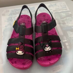 CROCS Kids Pink and Black Character Sandals